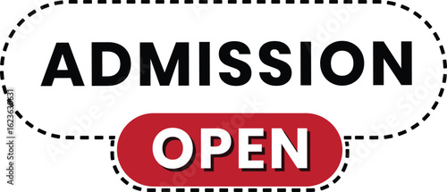 Minimal Admission Open Label with Dashed Outline for Educational Campaigns and Online Promotions