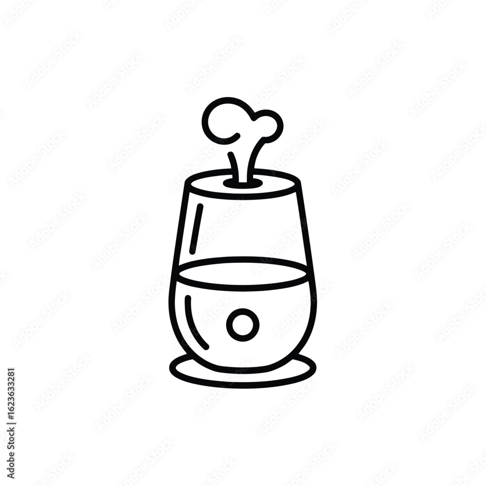 Obraz premium Humidifier Illustration Emitting Steam A Simple Line Art Style Home Appliance for Improving Air Quality