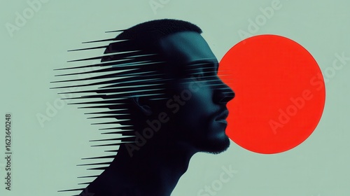 Wallpaper Mural Silhouette of a man's head with motion blur and a red circle behind. Torontodigital.ca