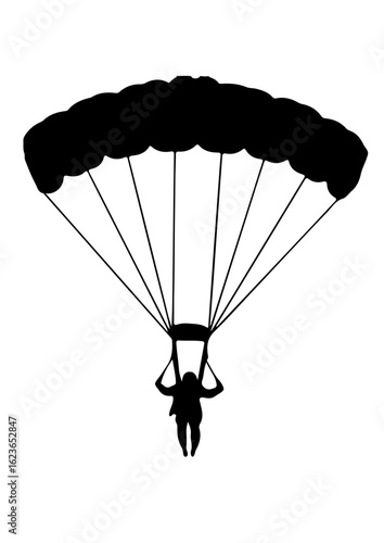 Silhouette of a Parachutist in Descent
