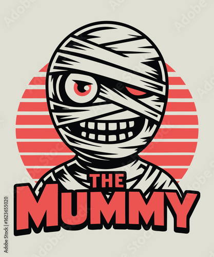 The Mummy Horror Vector | Retro Cartoon Style Halloween T-Shirt Design