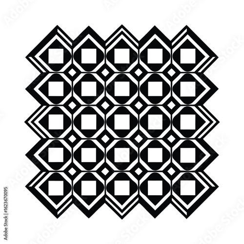 Seamless Geometric Square Pattern with Rounded Corners