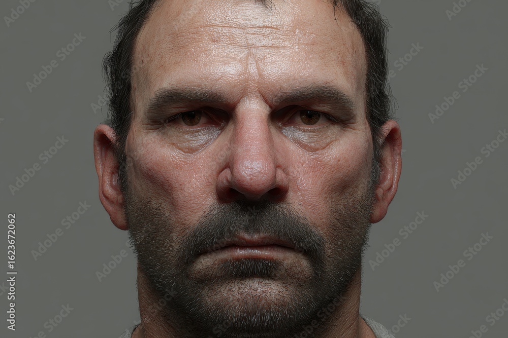 Fototapeta premium Realistic Male Face, 3D Scan, High Detail