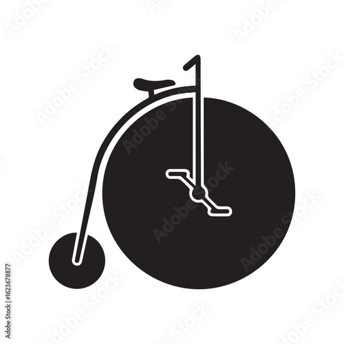 Minimalist Penny-Farthing Bicycle Silhouette Icon