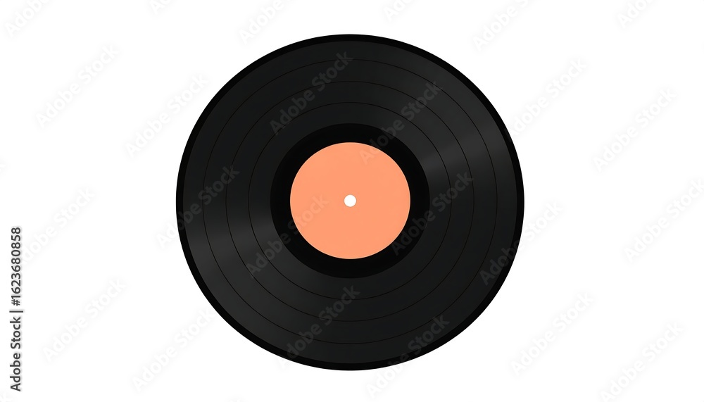 Obraz premium Black vinyl record with peach center