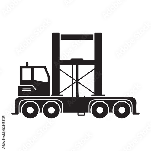 Straddle Carrier Silhouette Vector Icon - Side View