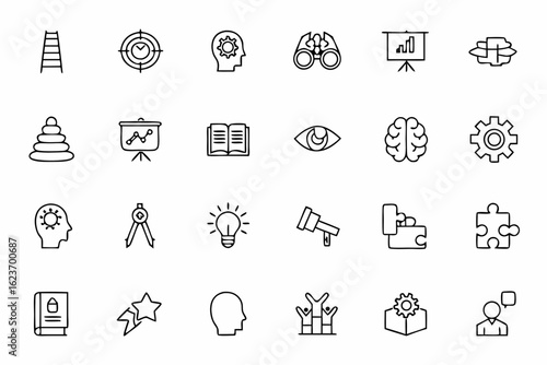 A motivating bundle in single-line style themed around growth mindset and professional development — great for resume builders, training ads, or career path visuals