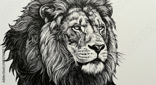 Wallpaper Mural Fierce Linocut Lion Portrait Torontodigital.ca