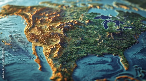 A close-up view of specific regions on the USA and Canada map in a cozy setting