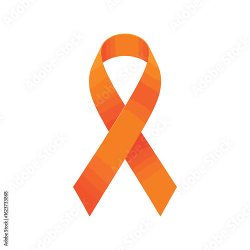 Orange Awareness Ribbon Illustration for Advocacy and Support