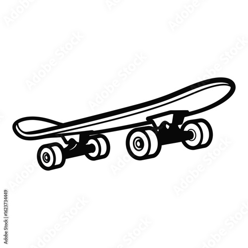 Silhouette black vector vector art of skateboard isolated on white background