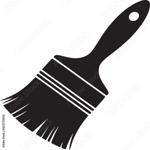 Paintbrush Icon, Black Silhouette