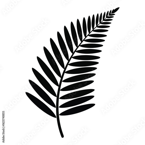 Silhouette black vector vector art of black fern leaf isolated on white background