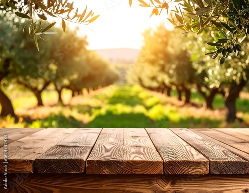 Wooden table in olive grove (1)