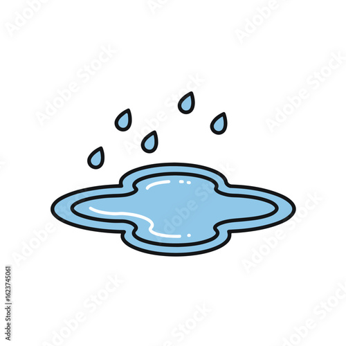 Raindrop water puddle illustration.