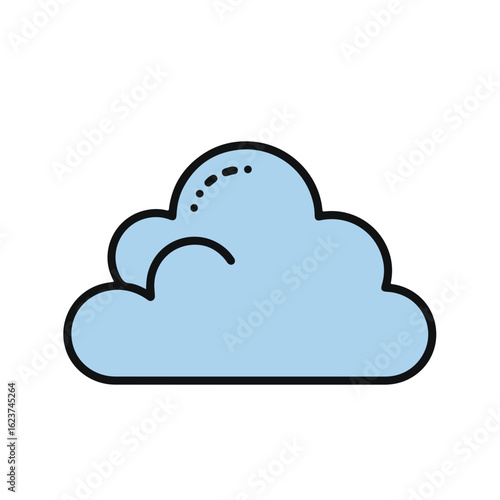 A simple, blue, and fluffy cloud illustration.