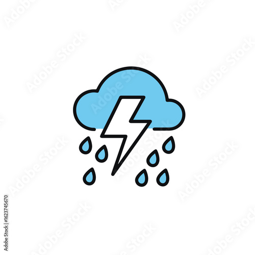 A simple illustration of a thunderstorm, capturing a striking depiction of nature's power.
