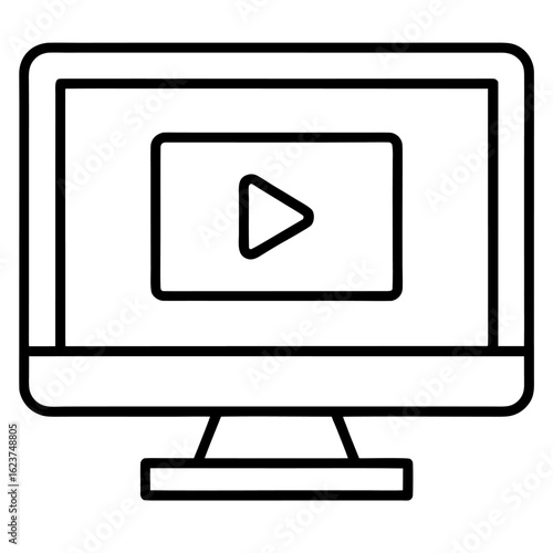 Video Streaming and E-Learning Line Icon