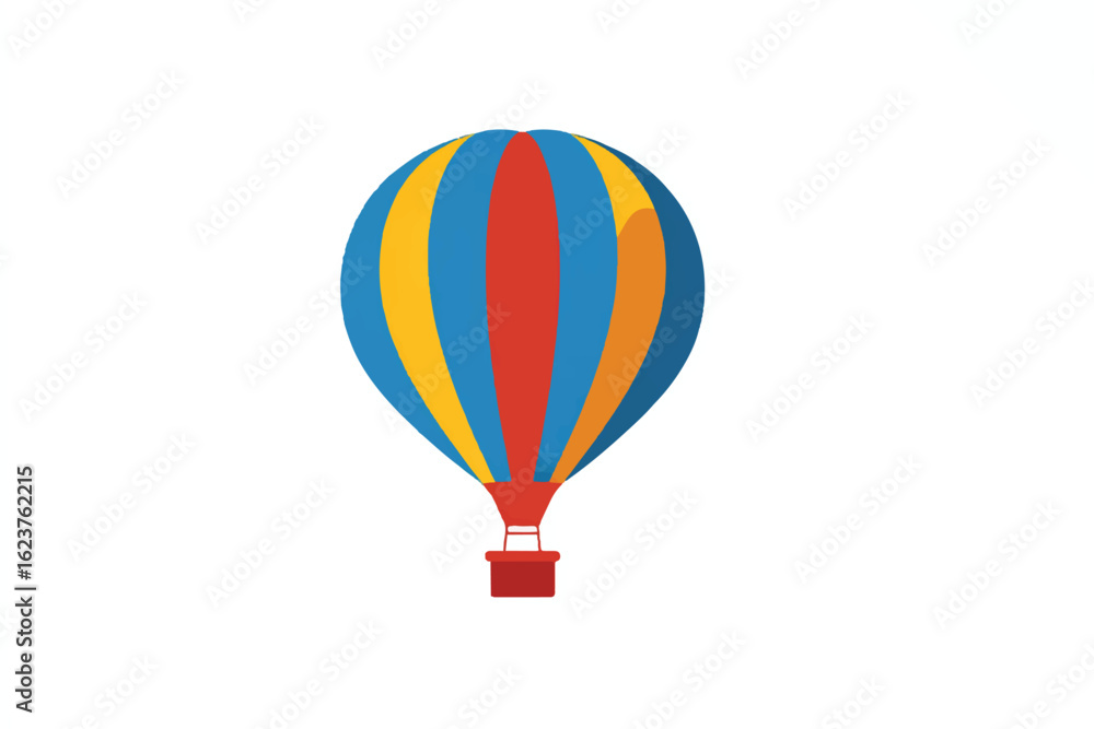 Obraz premium Colorful Striped Hot Air Balloon Isolated on White Background Symbol of Adventure and Travel