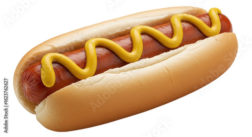Isolated Hot Dog with Mustard