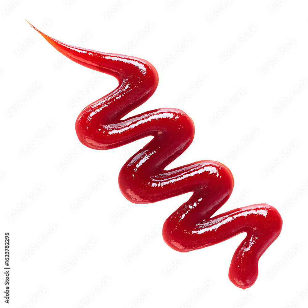Fototapeta premium Ketchup zigzag swirl isolated on white
