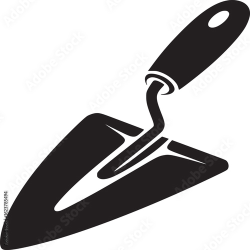 Trowel Icon, Black and White Illustration