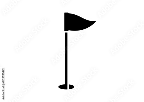 Classic Black and White Golf Flag Icon for Sports Graphic Design Assets and Leisure Project Templates