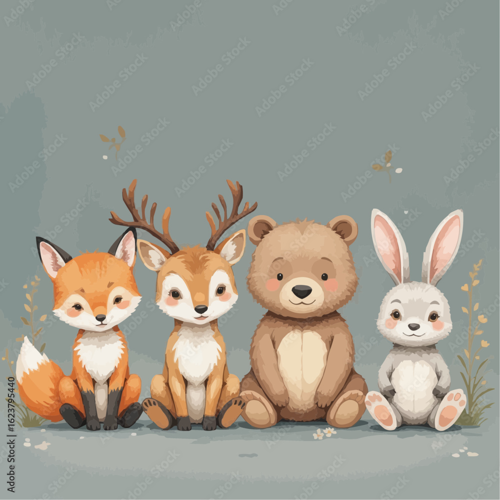 Naklejka premium Woodland animals