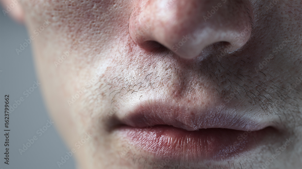 Obraz premium 男性が肌の質感を際立たせるクローズアップ