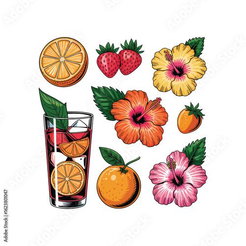 set of fruit juice ,vector illustration white background