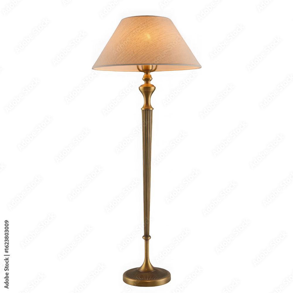 Obraz premium a tall brass floor lamp isolated on a transparent background.png