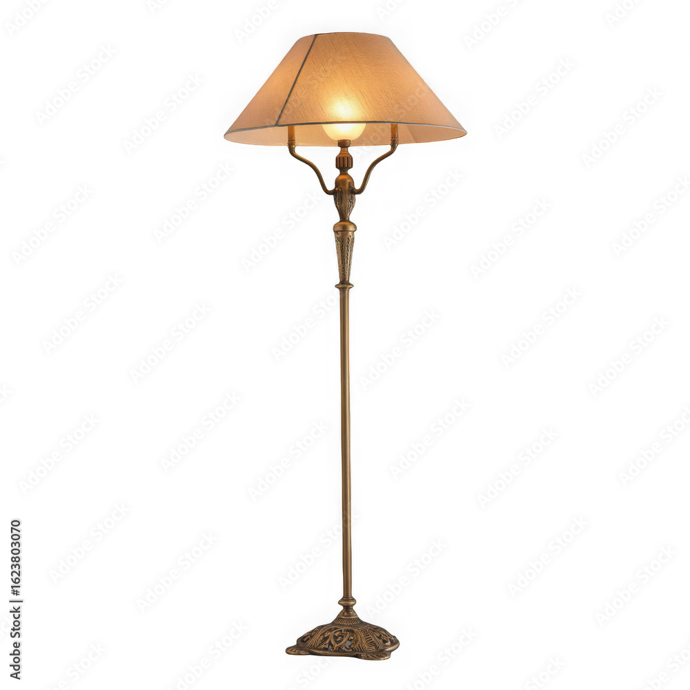 Obraz premium a tall brass floor lamp isolated on a transparent background.png