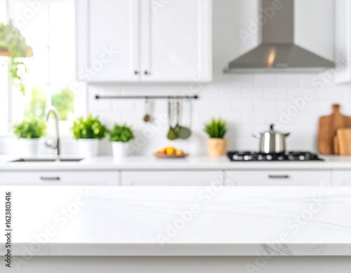 Blurred kitchen countertop view