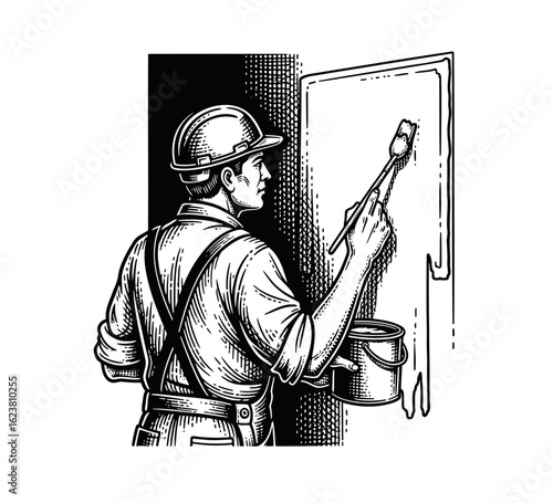 Skilled craftsman meticulously paints a wall, showcasing dedication to home improvement and construction professions.