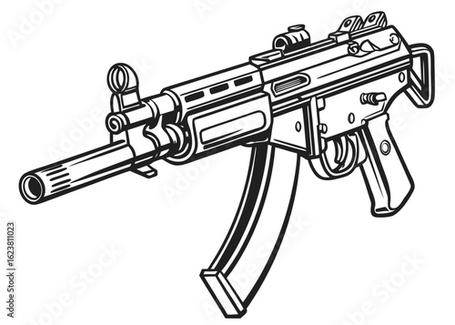 black and white gun drawing clip art preview