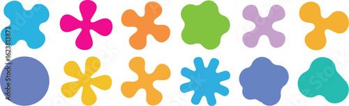 Colorful abstract shapes in various forms and colors.