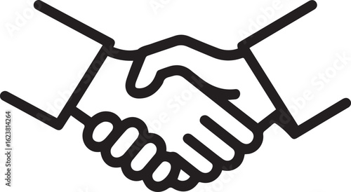 Professional handshake icon symbolizing trust, agreement, and successful business partnership, perfect for corporate branding and communication.