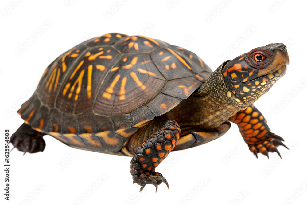 Fototapeta premium Detailed Portrait of an Eastern Box Turtle A Captivating Wildlife Close-Up