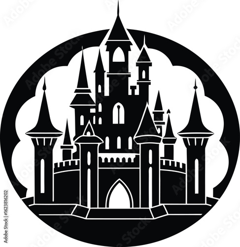 silhouette icon of a castle.eps