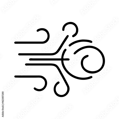 Abstract wind gust symbol in minimalist line art style  