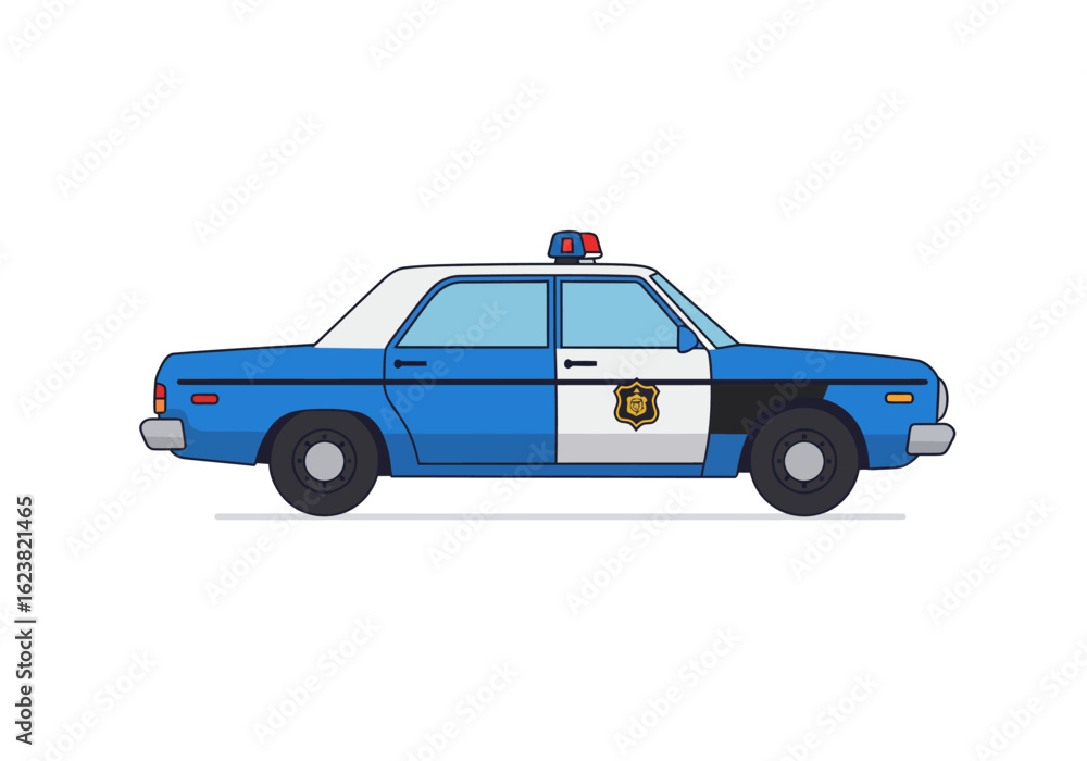 Fototapeta premium Vintage blue police car with white roof badge