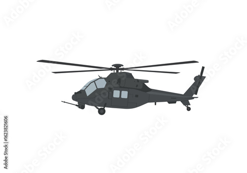 A dark stealthy helicopter stands ready for a covert mission