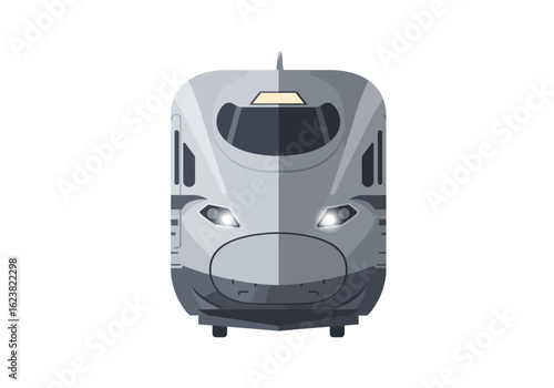 Sleek Bullet Train A Gray Speedster on a White Canvas