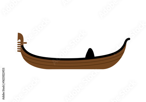 Viking ship silhouette with carved prow sailing on the horizon