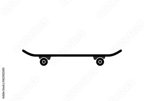 Skateboard Minimalism A sleek black silhouette against pure white