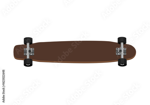 Brown skateboard poised wheels ready to roll awaiting a riders command