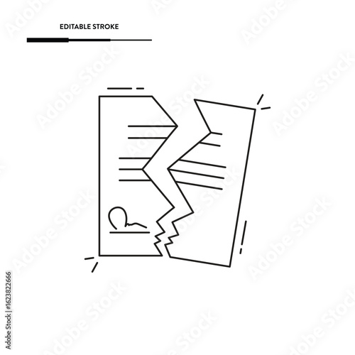 Broken Contract Icon Vector Design.