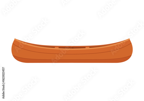 A classic orange canoe glides embodying the spirit of adventure