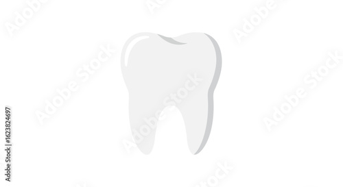 Simple flat vector icon of a clean white tooth. Concept for dentistry, oral hygiene, and dental health care.