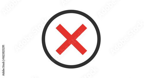 Red X mark in a circle icon. Vector graphic for concepts like cancellation, error, deletion, and incorrectness.